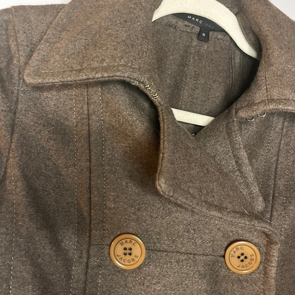 Marc Jacobs Brown Pea Coat with Double Breasted Design and Wide Lapel Collar - Picture 2 of 8